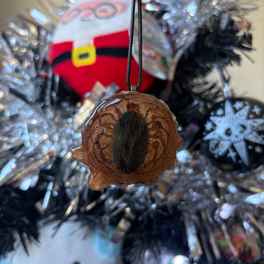 Hawks Eye Stone Pinecone Pendant