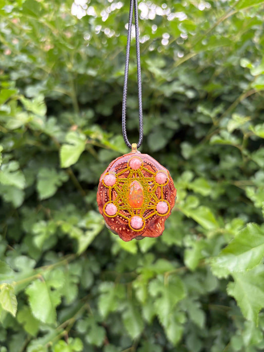 Opal and Rhodonite Pinecone Pendant
