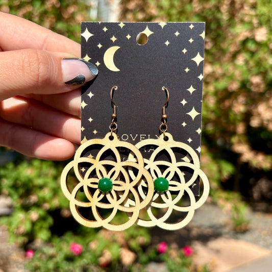 Green Sea Sacred Seed Wooden Earrings