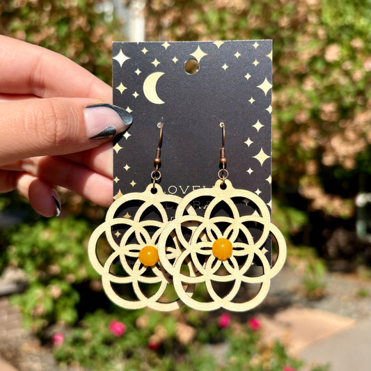 Gold Sacred Seed Wooden Earrings